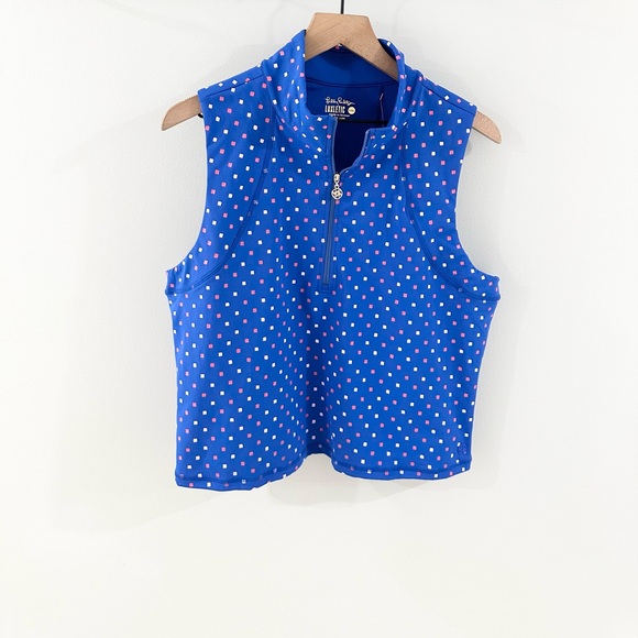 NWT Lilly Pulitzer Luxletic Callie Half Zip UPF 50+ Top Blue Size XXL - Picture 5 of 10